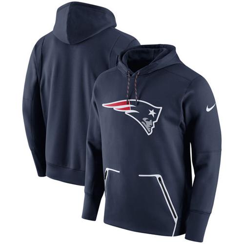 Men's New England Patriots Nike Navy Champ Drive Vapor Speed Performance Pullover Hoodie - Click Image to Close